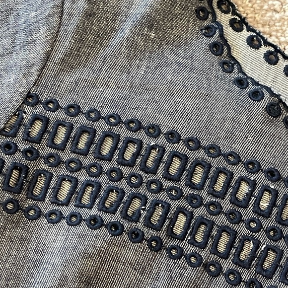 NWT Ann Taylor Chambray Blue Mini Dress, Linen Blend, Short Sleeves, Size 2P - Picture 14 of 15